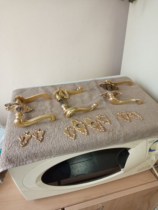 Три комплекта старинни бронзови брави за врати