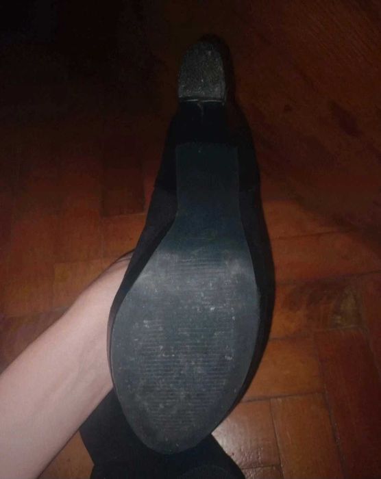 High heel suede & leather boots