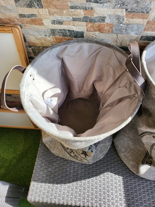 Кош за пране за дрехи за съхранение с надпис 2 цвята и дръжки