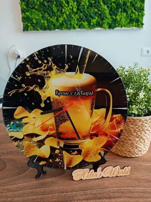 Стъклен персонализиран часовник, 8ми март, ден на жената, подарък жена