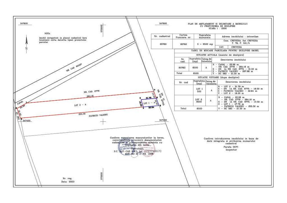 Teren de vanzare, 8500 mp, localitatea Crevedia