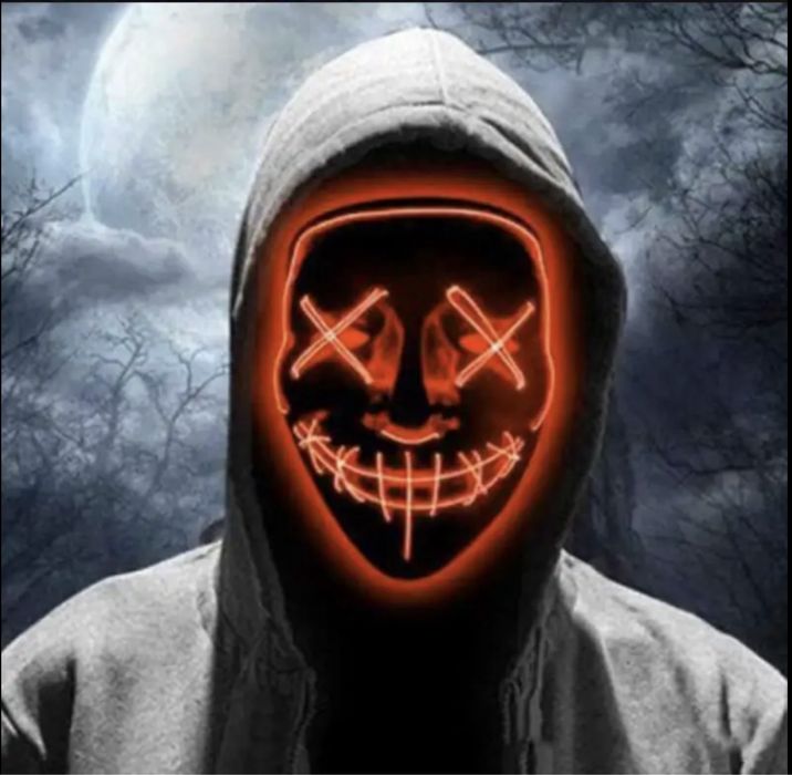 Неоновая маска для Хэллоуин светодиодная маскарадные вечеринок maska