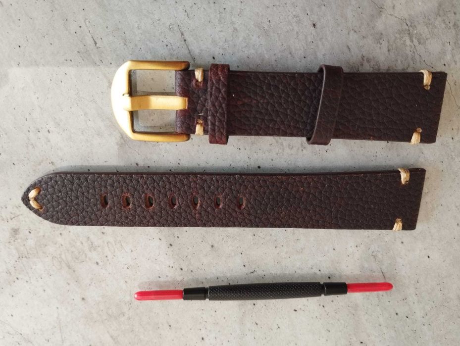 Curea piele bovina maro cu catarama de bronz latime 20mm