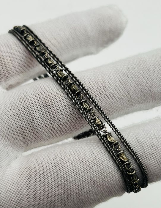 Старинна сребърна гривна с позлата тип пафта