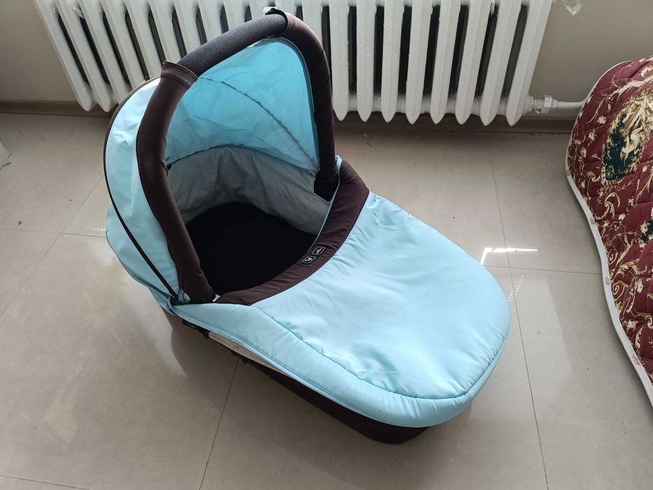 Abc Design - Mamba Aqua/Dark Brown кош за новородено за детска количка
