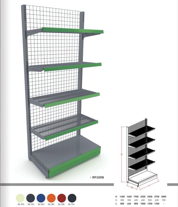 Рафтове,стилажи,крайстенни витрини