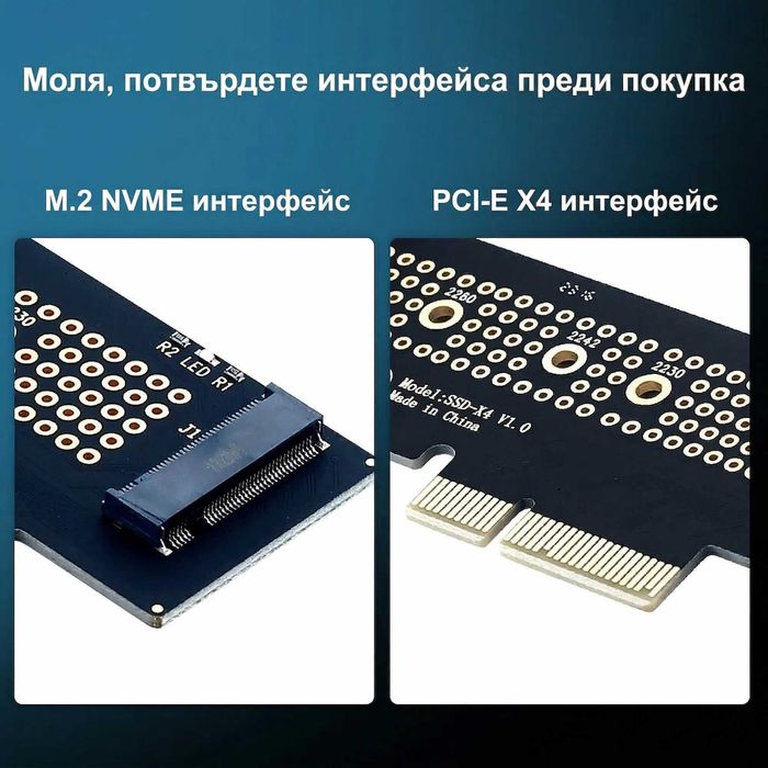 FENVI M.2 NVMe към PCIe 4.0 X4 SSD Адаптер 64Gbps Разширителна Платка NVME Adapter