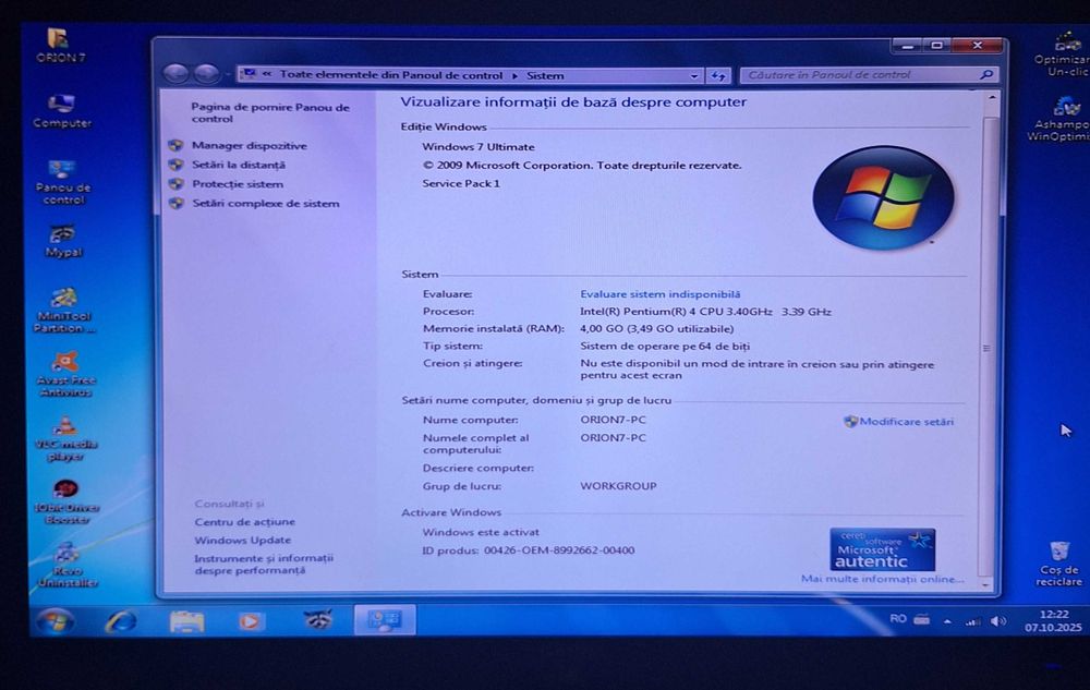Calculator DELL OPTIPLEX GX620
Ultra Small Form Factor