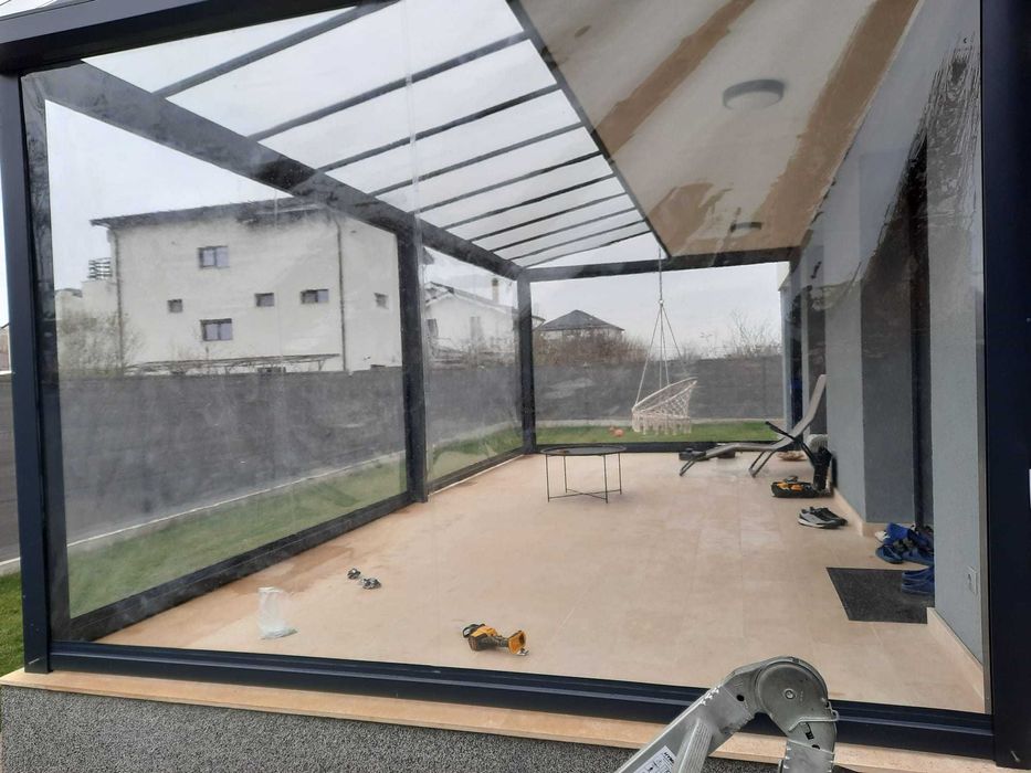 Inchidere terasa cu folie transparenta/rulou simplu /rulou casetat