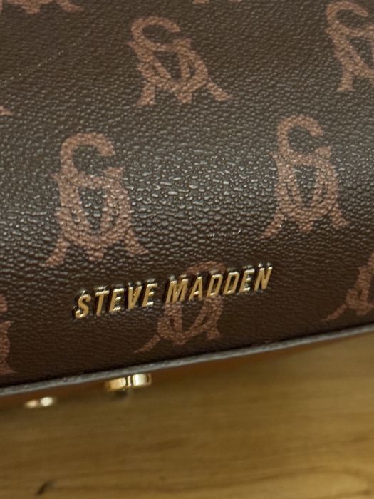 Geantă Steve Madden maro monogram | geantă de umăr | geantă laptop | mare