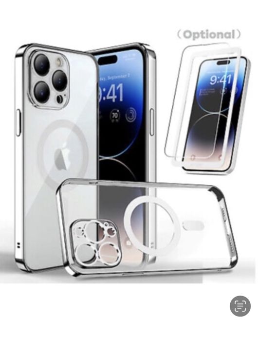 Husa Clear Rainbow + Folie Sticla Visual Iphone 14/15/16e/PRO/MAX/PLUS