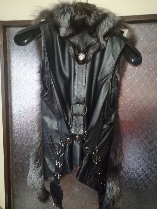 Елек от естествена кожа и естествен косъм