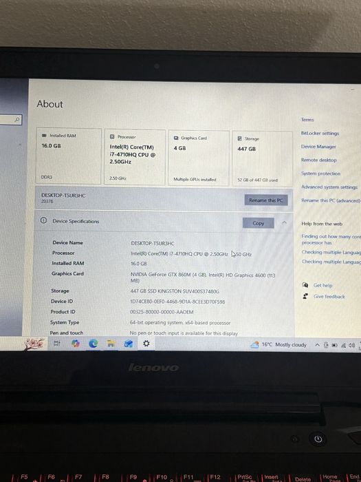 Lenovo Gaming• Procesor i7• 16gb ram• SSD 480gb• Placa Video 4gb