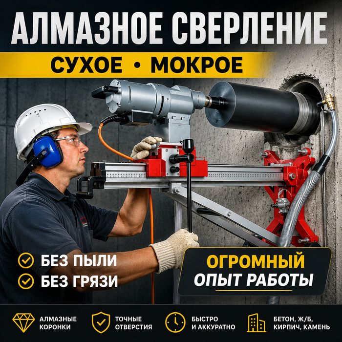 Алмазное сверление бурение отверстий сухое сверление резка бетона стен