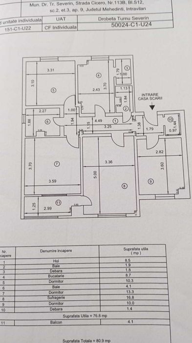 Vând Apartament 4 camere - decomandat, Cartier Crihala, Zona Pipa