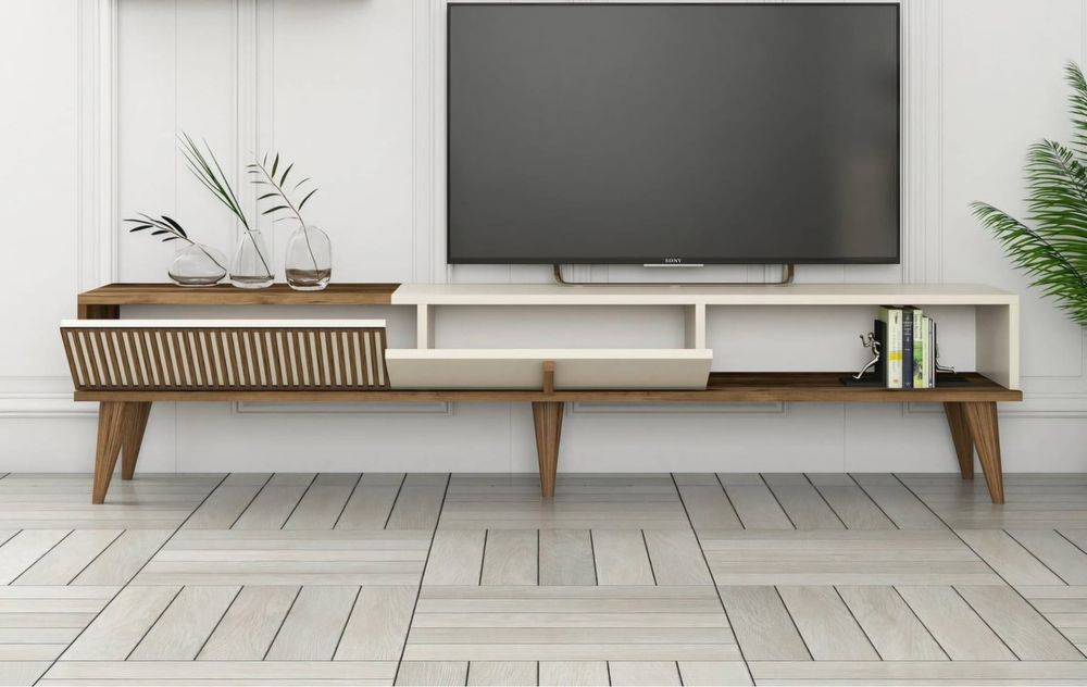 Comoda TV alb+lemn - stil scandinav