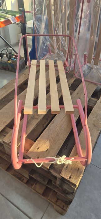 Метална детска шейна розова