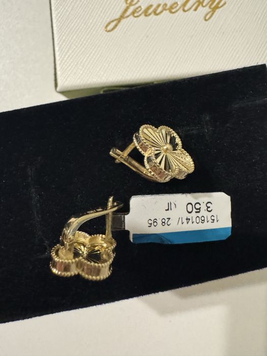 Серьги и кольцо ван клиф золотые