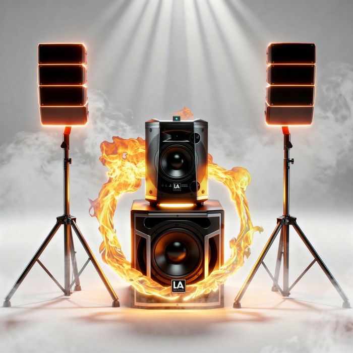 Комплект линейной аудио системы мощные колонки сабвуфер басс караоке