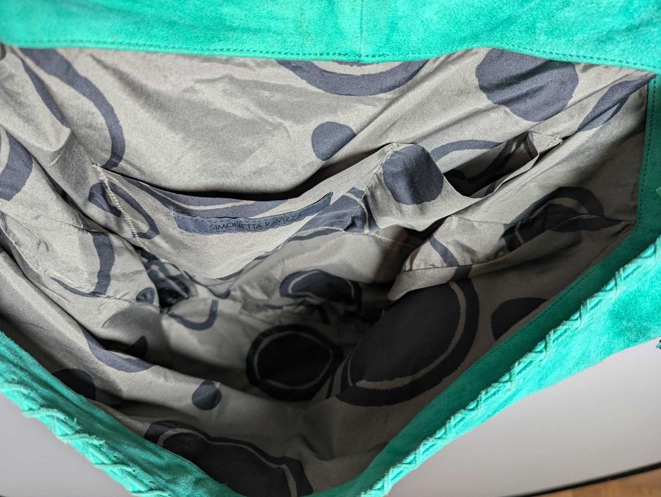 Geantă damă SIMONETTA RAVIZZA, piele întoarsă, franjuri lungi, boho