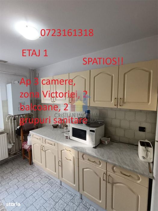 ETAJ  1, Ap 3 camere zona Garii, SPATIOS, 2 vederi, 2 balcoane