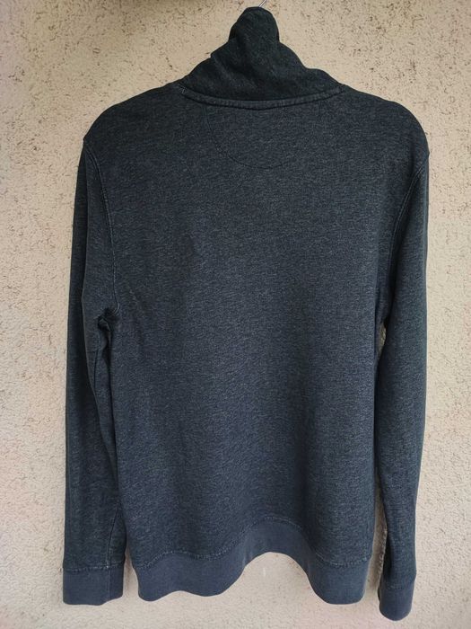 Pulover Banana Republic gri antracit, guler șal cu nasture, 100% bumbac, mărimea M