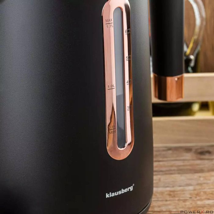 Fierbator electric, fabricat din otel inoxidabil, negru/auriu roz,