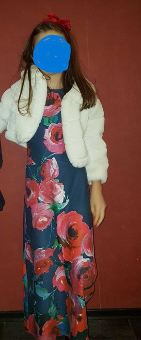 Рокля акварелни рози с болеро