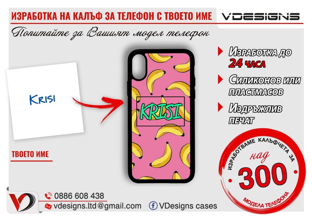 ВАШЕТО ИМЕ ИЛИ ИНИЦИАЛИ калъф за Samsung Iphone Xiaomi над 500 модела