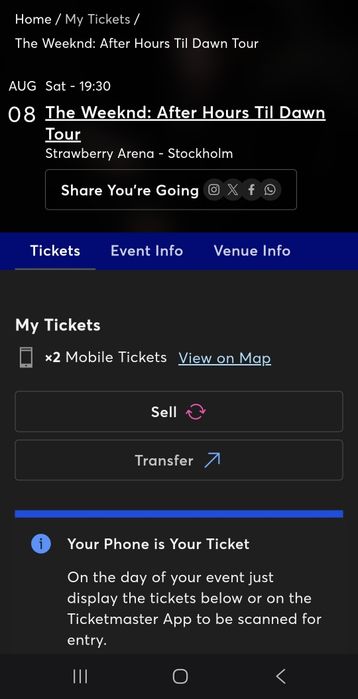 2 bilete concert The Weeknd  DUBLIN  22  august The weekend