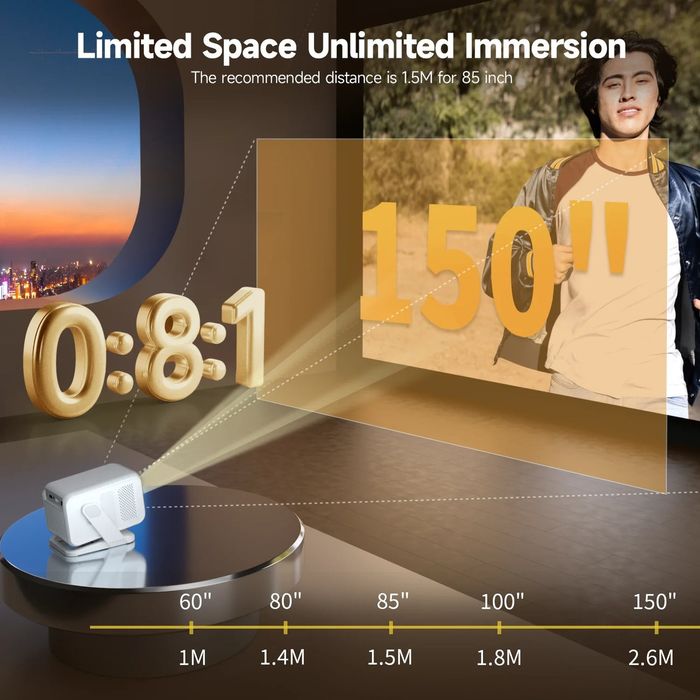 Промо.Цена!/2025г./Smart /4K Android WiFiМини проектор +72инчов екран