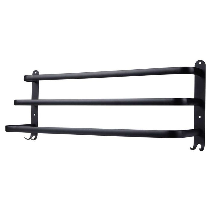 Закачалка за хавлии за баня, черен мат, 60 cm