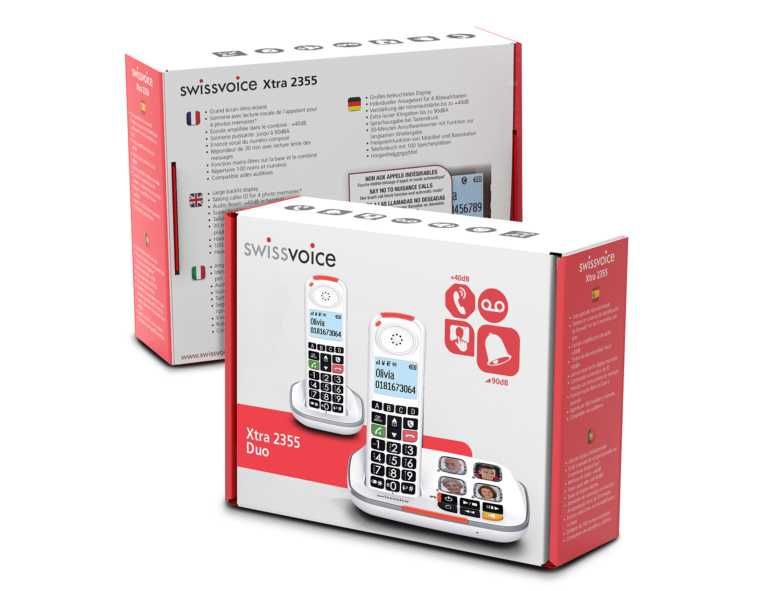 Телефон комплект Swiss Voice XTRA 2355 DUO, Безжичен, бял, 2 броя