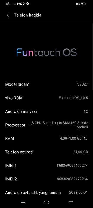 vivo 2027 4/64  gb