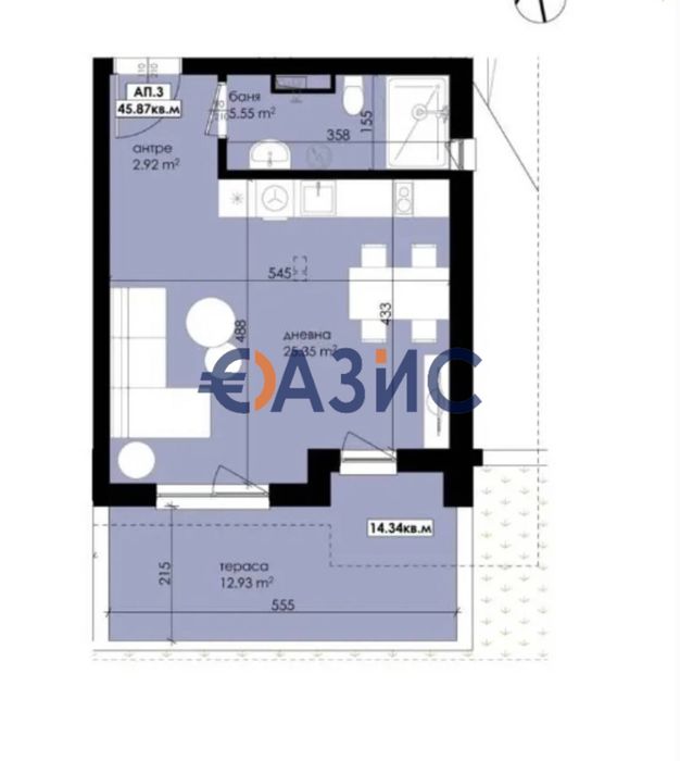 Продава се Едностаен апартамент в Созопол - 63 кв.м за 631 €/кв.м - Снимка #3