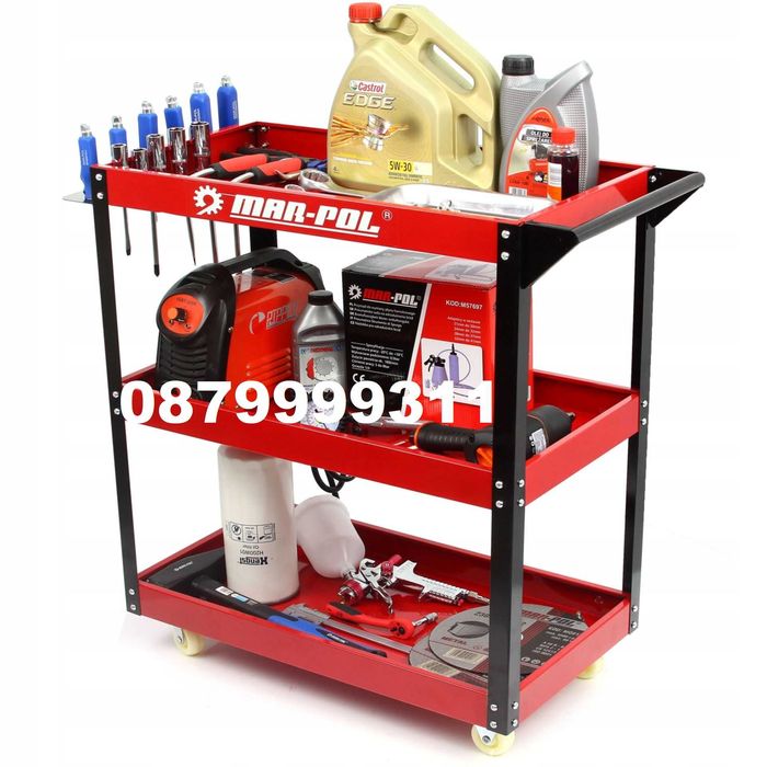 Количка за инструменти MARPOL с 3 рафта и поставка за отвертки