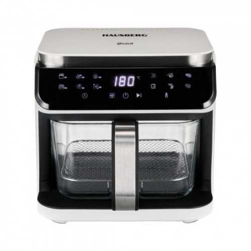 Дигитален еър фрайър Hausberg HB-2343AB 6.5L | Стъклена кошница | 12 програми | 360° прозрачен изглед