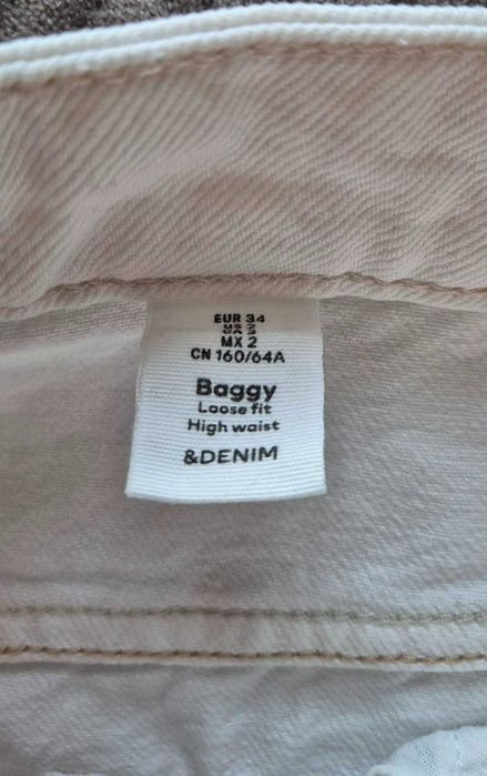 Бели дънки H&M - Baggy, Loose Fit