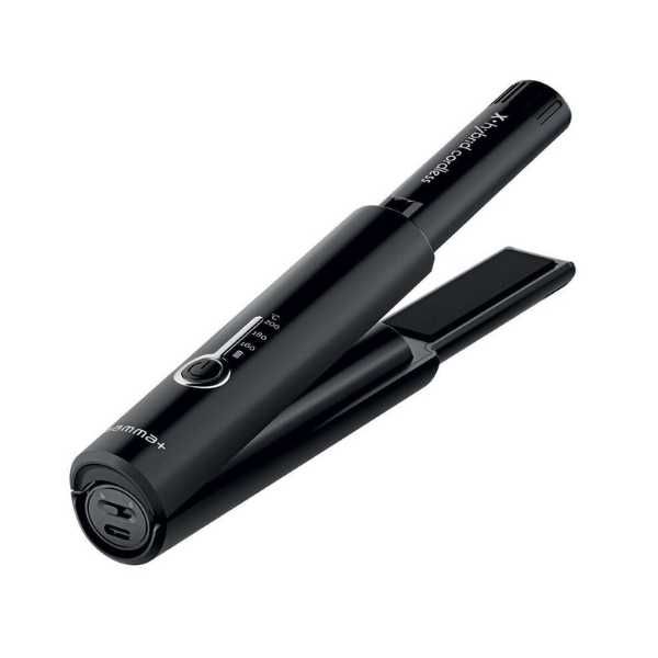 Gamma+ X-Hybrid – Безкабелна минипреса за коса в черен цвят