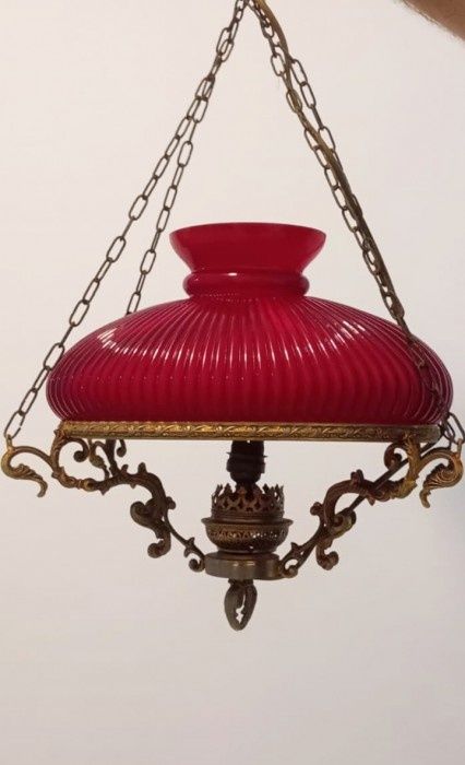 Elegant lampadar tip opalina din alama masiva ,piesa deosebita ,78 cm