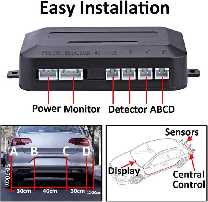 Парктроник Сив с 4 датчика, LCD дисплей и звукова сигнализация*