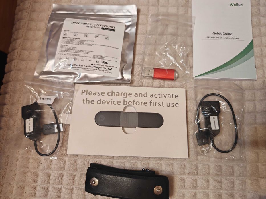 Wellue ER1 преносим ЕКГ рекордер Heart Health Monitor AI ECG нов комплект