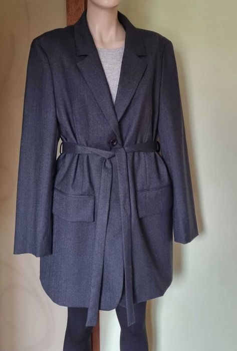 Blazer/sacou lung COS, culoare gri, lana 80%, marimea 44