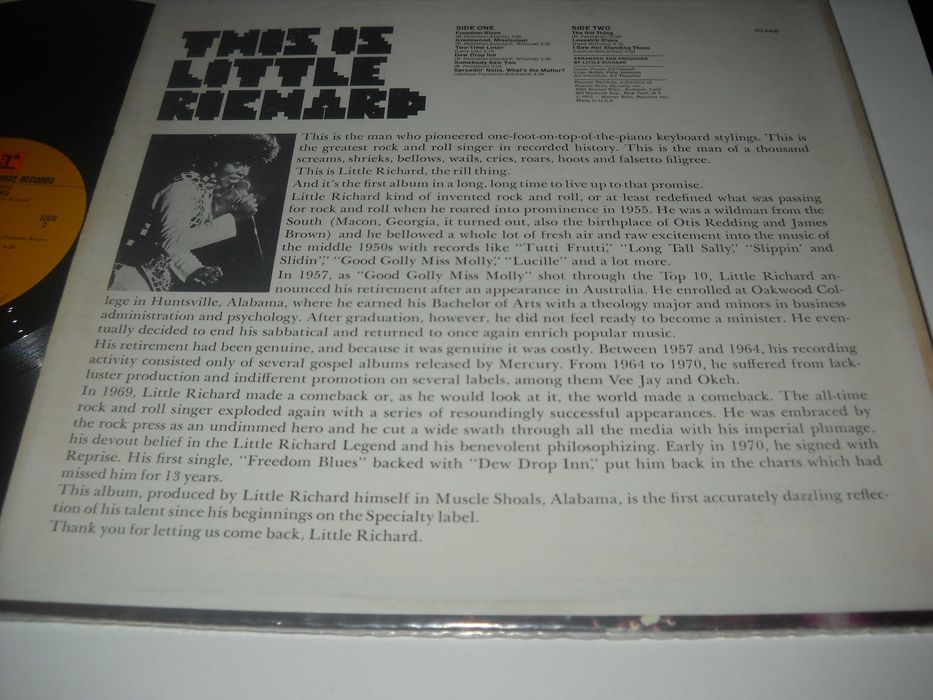 Little Richard: The Rill Thing (1970) vinil USA, stare VG+/VG+