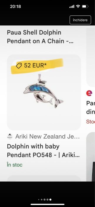 Pandantiv paladiu mama si pui delfin, Paua Shell New Zeeland