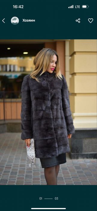 Норковая шуба графит