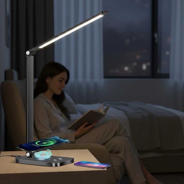 Настолна лампа с безжично зареждане Mdhand  Led безжично зарядно