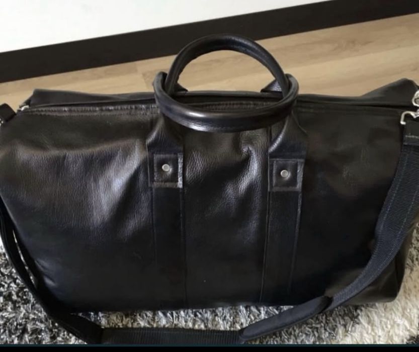 Geanta de voiaj/transport/sala din piele naturala negru/.black