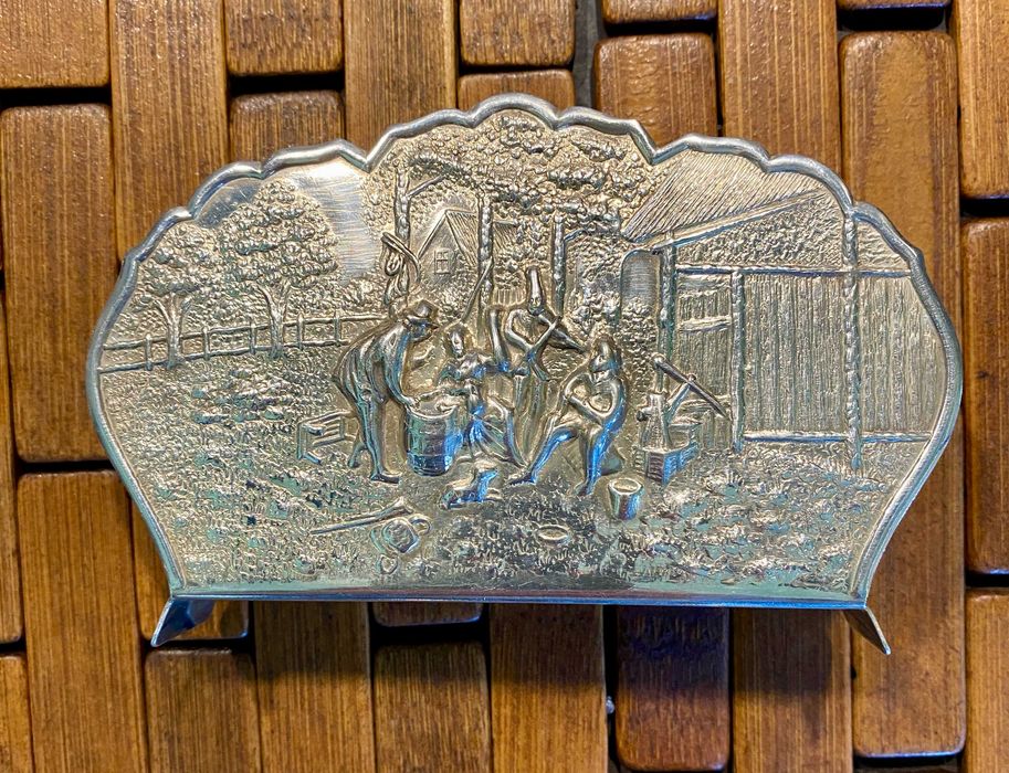 #1503# Държач за салфетки. Винтидж. Посребрена. От Дания