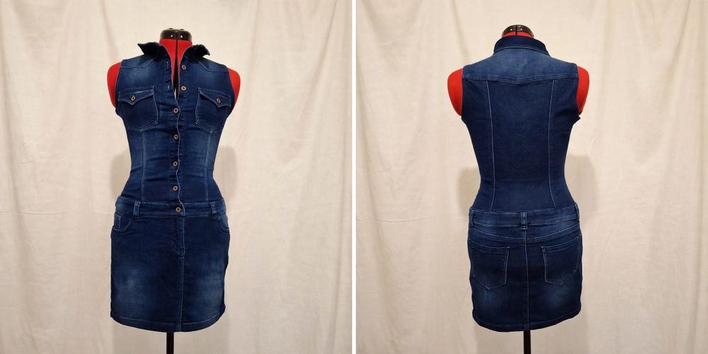 Rochie denim premium Posstal mărimea M – nouă  Sarafan blug mulat